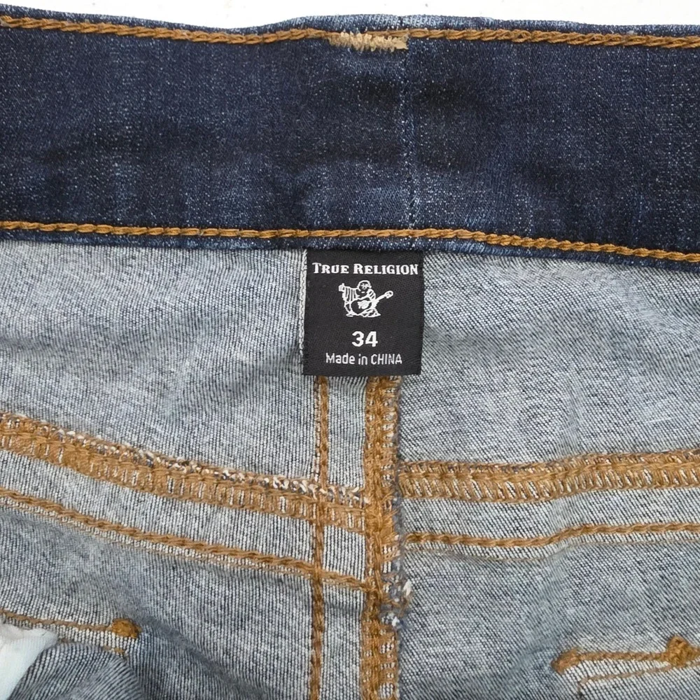 True Religion Ricky Flap SE Jeans Mens 34 Dark Indigo Excellent Relaxed Straight
